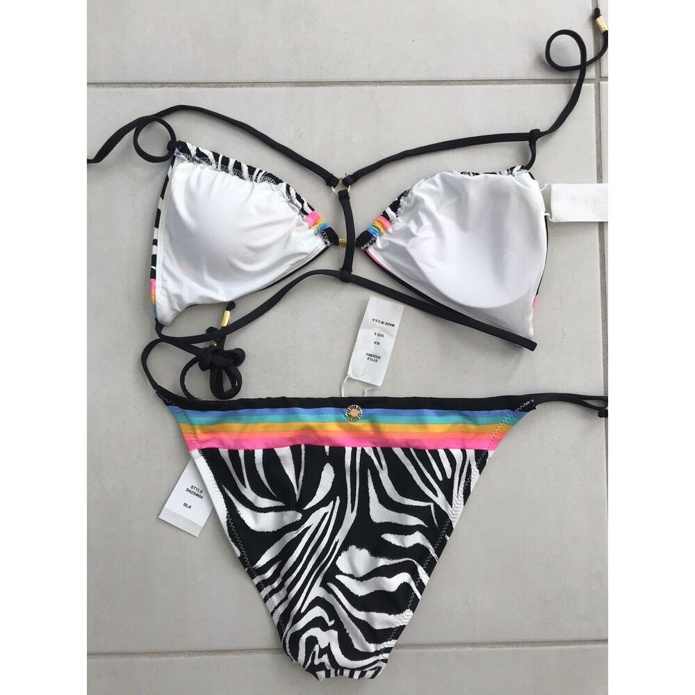 Sunshine 79 Psychedelic Zebra Triangle Top String Bikini Set - Picture 2 of 12